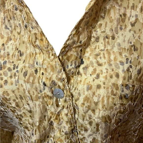 Ruby Rd Gold Button Down Shirt with Notched Collar and Cuffed Sleeves - Picture 2 of 7